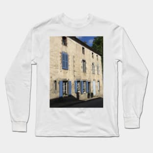 Blue Shuttered House In France Long Sleeve T-Shirt